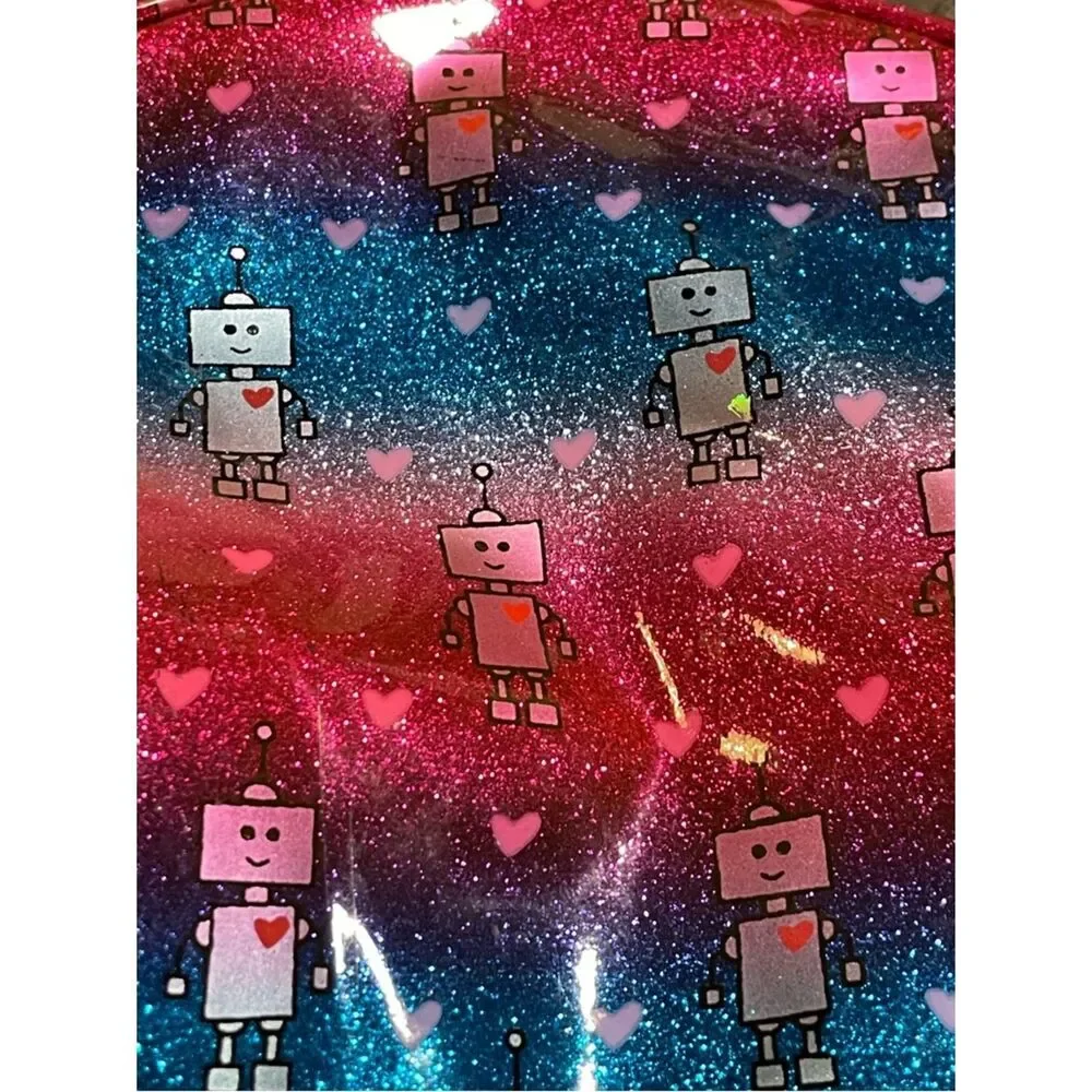 Kids Robot Glitter Cosmetic Bag - Pink & Blue